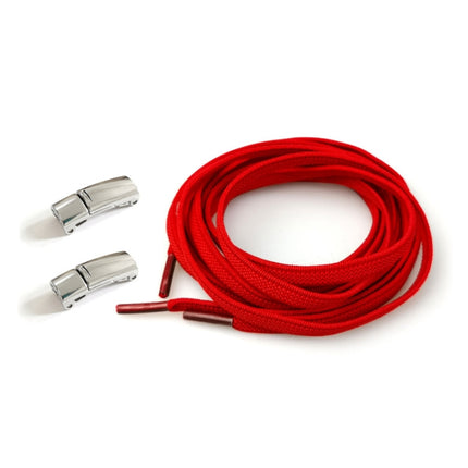 4 Sets SLK28 Metal Magnetic Buckle Elastic Free Tied Laces, Style: Silver Magnetic Buckle+Red Shoelaces-garmade.com