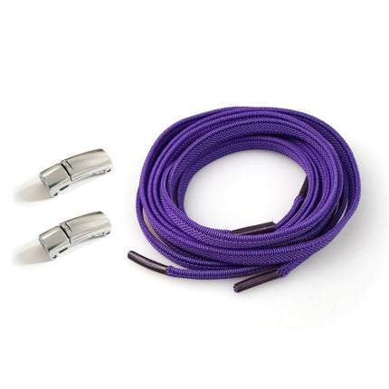 4 Sets SLK28 Metal Magnetic Buckle Elastic Free Tied Laces, Style: Silver Magnetic Buckle+Purple Shoelaces-garmade.com