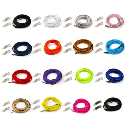 4 Sets SLK28 Metal Magnetic Buckle Elastic Free Tied Laces, Style: Silver Magnetic Buckle+Yellow Shoelaces-garmade.com