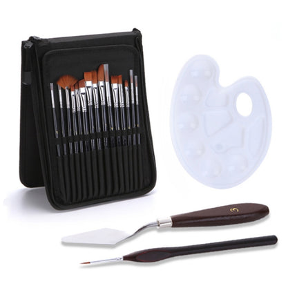 19 PCS/Set Nylon Hair Oil Brush With Cloth Bag Set(16 Brush +1 Cloth Bag +1 Plate + Scraper)-garmade.com
