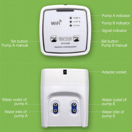 WD-01ADE WIFI Gardening Drip Irrigation Controller, Specification: Double Pump 20 Pots(US Plug)-garmade.com