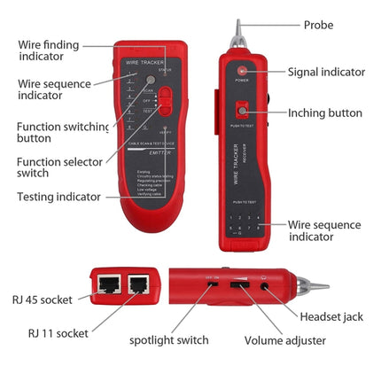 Wire Tracker Network Cable Detector RJ45 RJ11 Tester for Telephone Lines and LAN Cables-garmade.com