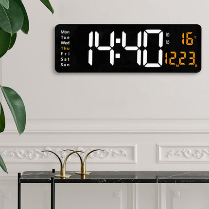 6626 Living Room Wall-Mounted Large Screen Display LED Digital Clock, Color: White Temperature-garmade.com