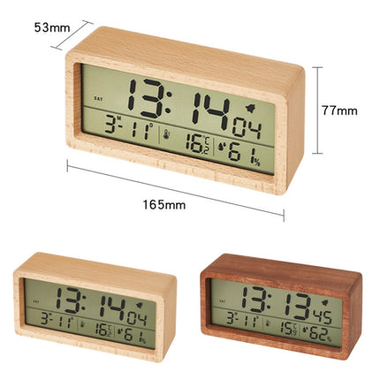 1906 Solid Wood Luminous Clock Large Screen Temperature And Humidity Clock(Eucalyptus Yellow)-garmade.com