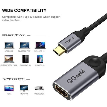 QGeem QG-UA01 USB Type-C To HDMI Adapter(Grey)-garmade.com