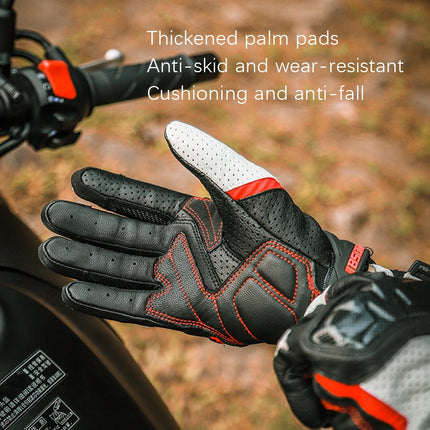 BSDDP RHA0119 Motorcycle Breathable Sheepskin Glove, Size: M(Black)-garmade.com