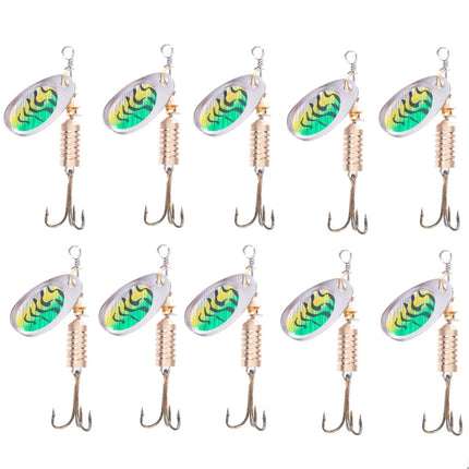 10 PCS HENGJIA SP054 6.7cm / 7g Fresh Water Sequins Road Bait(Green Stripes)-garmade.com