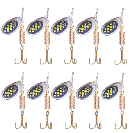 10 PCS HENGJIA SP054 6.7cm / 7g Fresh Water Sequins Road Bait(Black Gold Point)-garmade.com