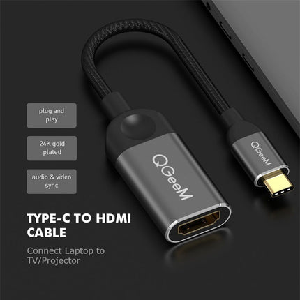 QGeeM QG-UA01 USB TYPE-C To HDMI Adapter(Silver Gray)-garmade.com