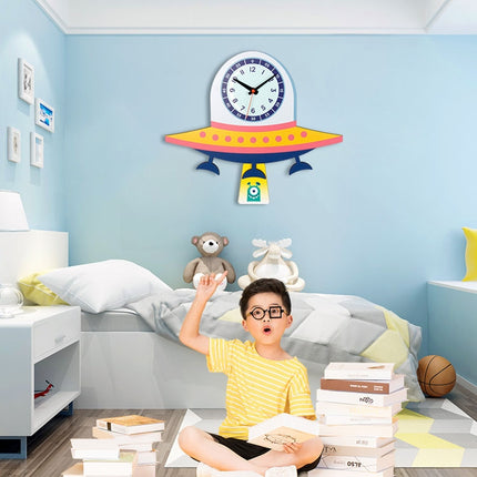 Cartoon Shake Wall Clock Children Room Decoration Wall Clock (UFO)-garmade.com