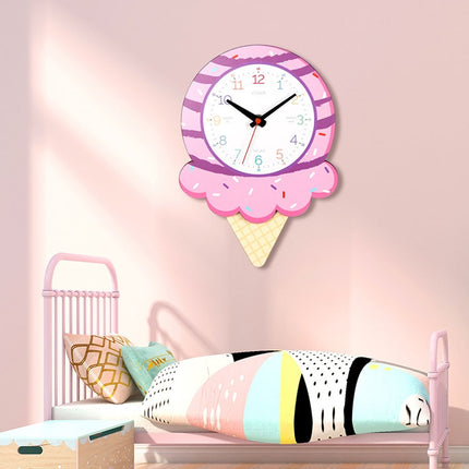 Cartoon Shake Wall Clock Children Room Decoration Wall Clock (Ice Cream)-garmade.com