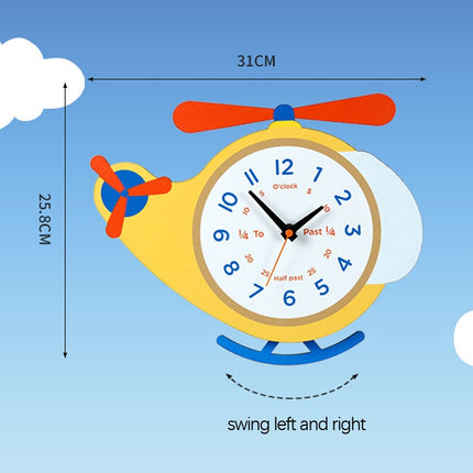 Cartoon Shake Wall Clock Children Room Decoration Wall Clock (Helicopter)-garmade.com