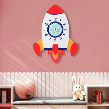 Cartoon Shake Wall Clock Children Room Decoration Wall Clock (Rocket)-garmade.com