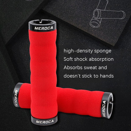 MEROCA Mountain Bike Anti-slip Shock Absorber Riding Grip Cover, Style: Bilateral Lock Sponge ME30 Black-garmade.com