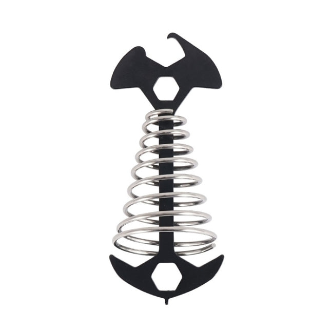 5 PCS Multifunctional Outdoor Camping Fishbone Nail Spring Hook Wind Rope Buckle(Black)-garmade.com