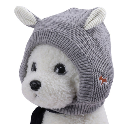 Autumn And Winter Warm Knitted Rabbit Ears Pet Hat(Grey)-garmade.com