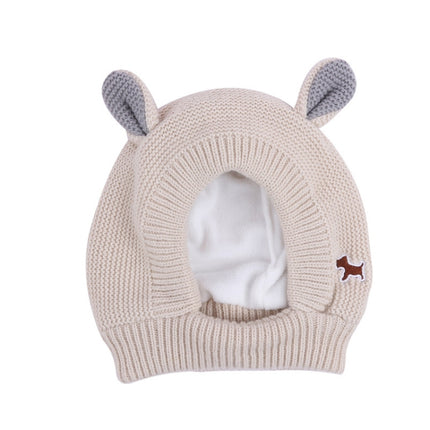 Autumn And Winter Warm Knitted Rabbit Ears Pet Hat(Beige)-garmade.com