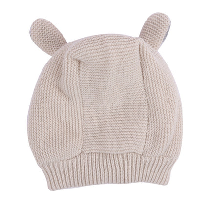 Autumn And Winter Warm Knitted Rabbit Ears Pet Hat(Beige)-garmade.com