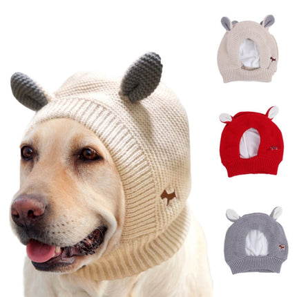 Autumn And Winter Warm Knitted Rabbit Ears Pet Hat(Grey)-garmade.com