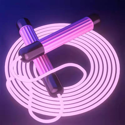 Sports Fitness LED Light Adjustable Skipping Rope(Pink)-garmade.com