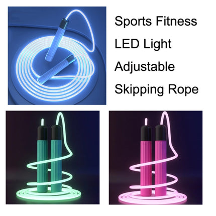 Sports Fitness LED Light Adjustable Skipping Rope(Green)-garmade.com