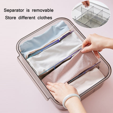 Home Wardrobe Drawer Type Underwear Socks Storage Box With Partition (Transparent Grey)-garmade.com