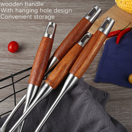 304 Stainless Steel Wooden Handle Kitchenware Kitchen Equipment, Style: Slotted Spoon-garmade.com