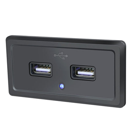 12V24V Route Bus Dual USB Charging Input Car Charger(Blue Light)-garmade.com
