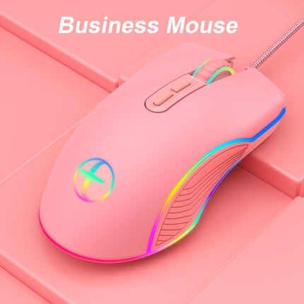 E32 7 Keys 3200 DPI Pink Girls RGB Glowing Wired Mouse Gaming Mouse, Interface: USB-garmade.com
