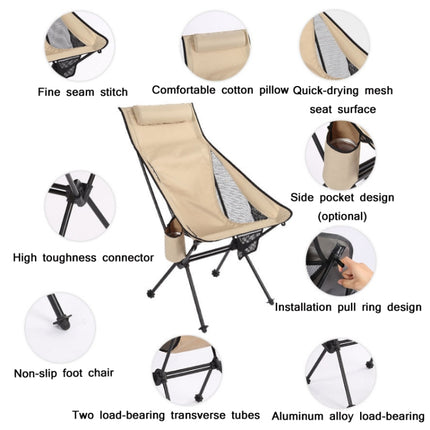 Outdoor Camping Aluminum Alloy Portable Folding Beach Chair, Colour: Without Pocket (Blue Gray)-garmade.com