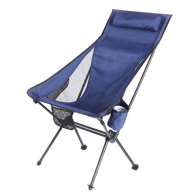 Outdoor Camping Aluminum Alloy Portable Folding Beach Chair, Colour: With Pocket (Blue Gray)-garmade.com