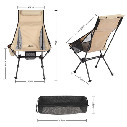 Outdoor Camping Aluminum Alloy Portable Folding Beach Chair, Colour: With Pocket (Blue Gray)-garmade.com
