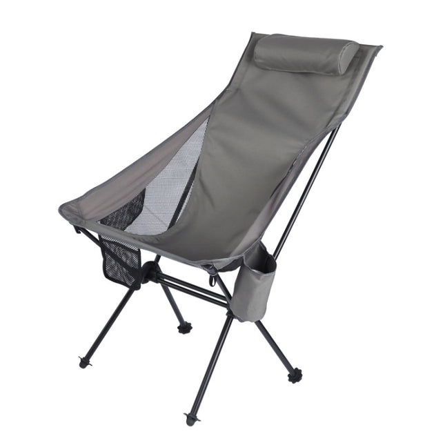 Outdoor Camping Aluminum Alloy Portable Folding Beach Chair, Colour: With Pocket (Dark Gray)-garmade.com