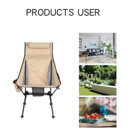 Outdoor Camping Aluminum Alloy Portable Folding Beach Chair, Colour: With Pocket (Dark Gray)-garmade.com