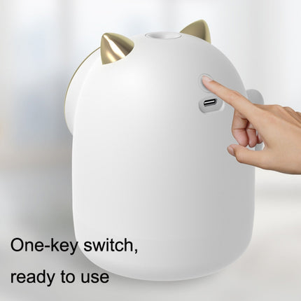 A-16 Home Office Silent Mini Lucky Cat USB Humidifier(White)-garmade.com