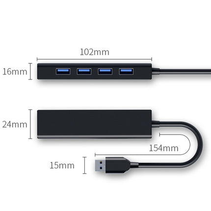 4 X USB 2.0 Ports HUB Converter, Cable Length: 15cm,Style： Without Light Bar-garmade.com