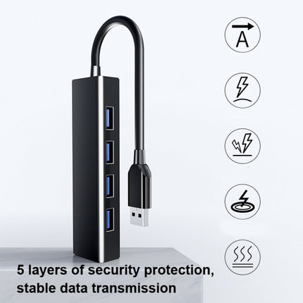 4 X USB 2.0 Ports HUB Converter, Cable Length: 15cm,Style： With Light Bar Black-garmade.com