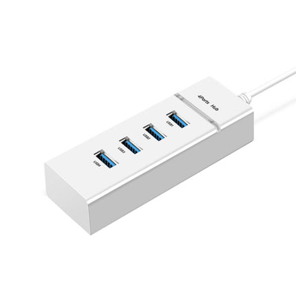 4 X USB 2.0 Ports HUB Converter, Cable Length: 15cm,Style： With Light Bar White-garmade.com