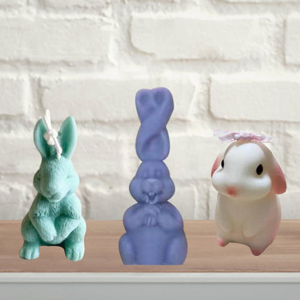 2 PCS 3D Scented Candle Ornament Silicone Mold(Moon Rabbit)-garmade.com