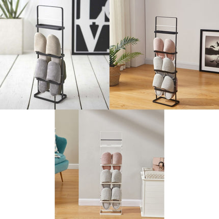 HP20210319 Home Carbon Steel Portable Vertical Slipper Rack, Spec: 3-layers (Black)-garmade.com