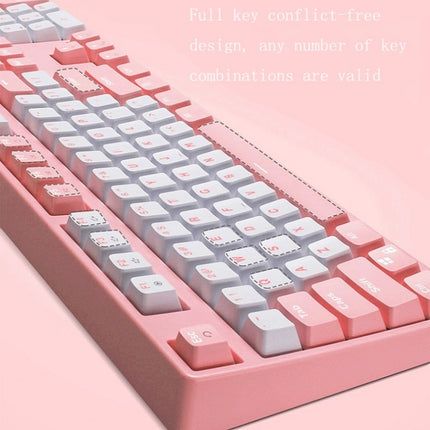 87/108 Keys Gaming Mechanical Keyboard, Colour: FY87 Pink Shell Pink Cap Black Shaft-garmade.com