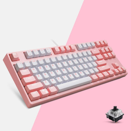 87/108 Keys Gaming Mechanical Keyboard, Colour: FY87 Pink Shell Black Shaft-garmade.com