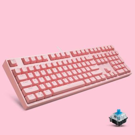 87/108 Keys Gaming Mechanical Keyboard, Colour: FY108 Pink Shell Pink Cap Green Shaft-garmade.com