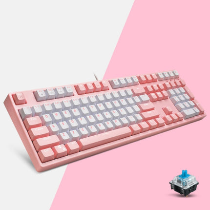 87/108 Keys Gaming Mechanical Keyboard, Colour: FY108 Pink Shell Green Shaft-garmade.com