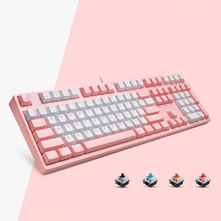 87/108 Keys Gaming Mechanical Keyboard, Colour: FY108 Pink Shell Green Shaft-garmade.com