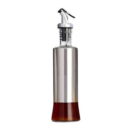 Stainless Steel Glass Oil Bottle Kitchen Pressed Seasoning Bottle, Capacity: 300ml-garmade.com