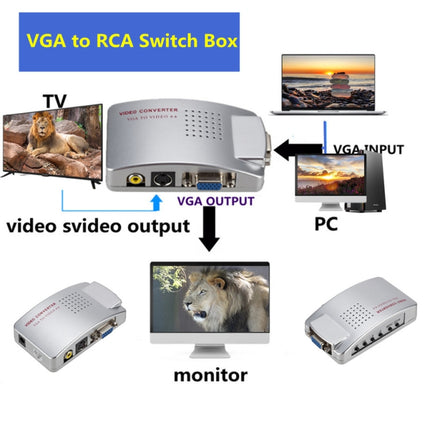 PC Converter Box VGA to AV Converter Video Switch Box-garmade.com