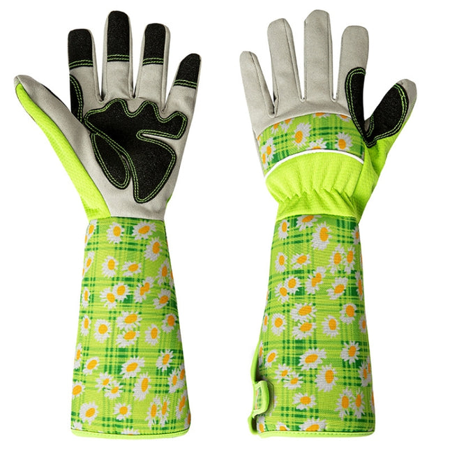 Gardening Stab Resistant Print Sleeve Wrist Extended Gloves(Green)-garmade.com