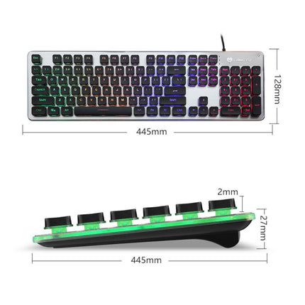 LANGTU L1 104 Keys USB Home Office Film Luminous Wired Keyboard, Cable Length:1.6m(Ice Blue Light Silver White)-garmade.com