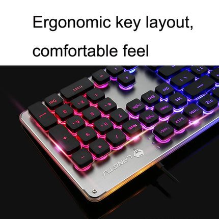LANGTU L1 104 Keys USB Home Office Film Luminous Wired Keyboard, Cable Length:1.6m(Ice Blue Light Silver White)-garmade.com